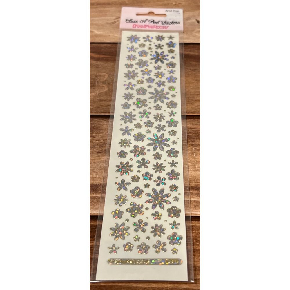 HTF RARE Stampendous! Class a'Peel Dot Blossom Flower Stickers Silver AC672HSB
